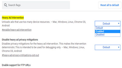 Отключить тяжелые объявления в Chrome